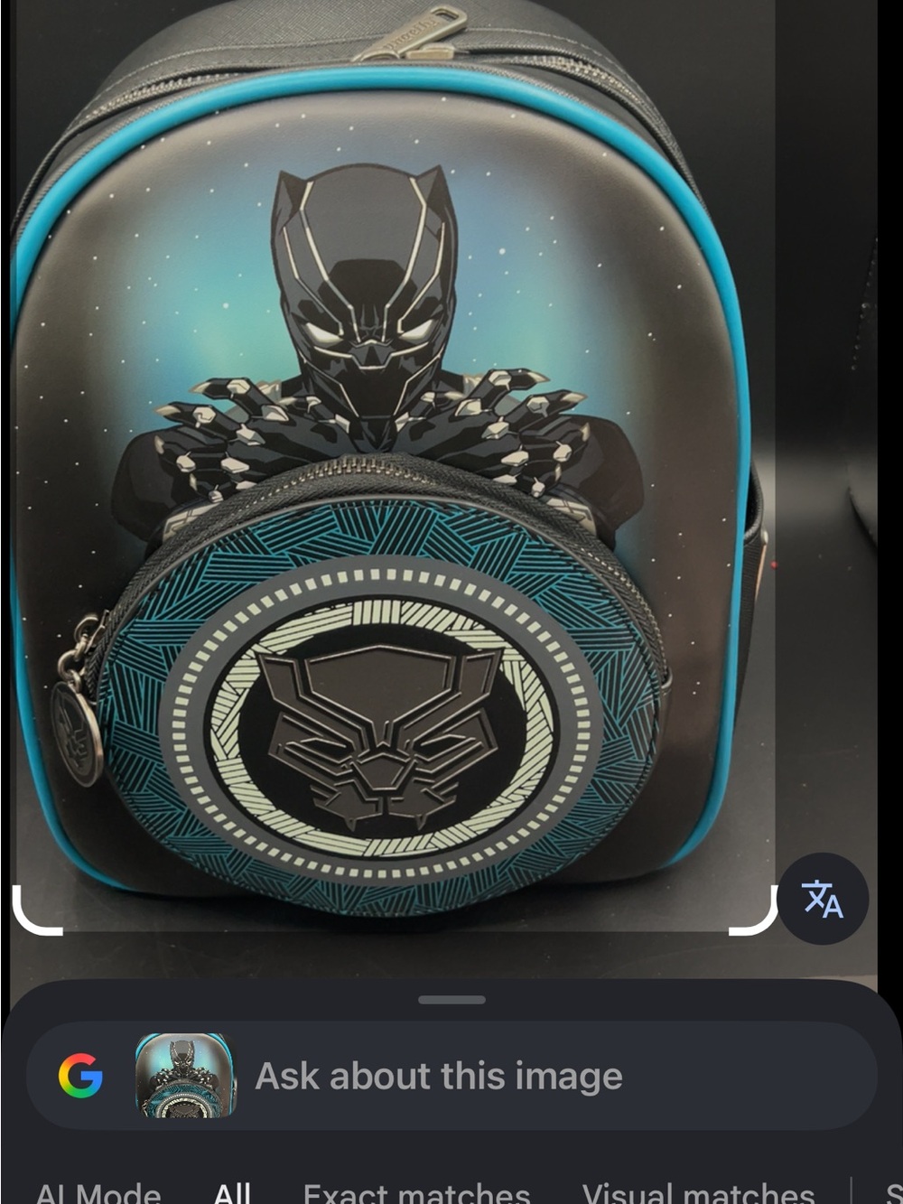 Loungefly Black Panther Men's Backpack in Black and Teal Trim